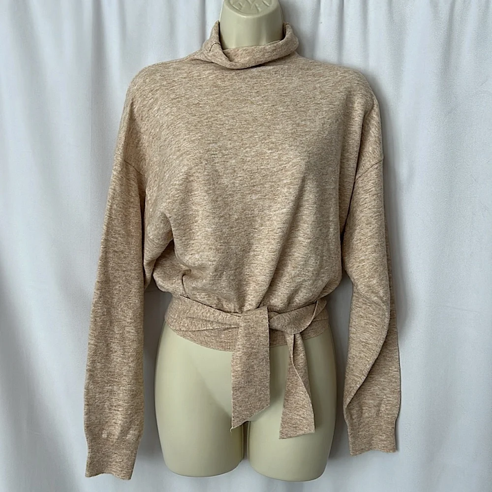 Wilfred Aritzia NWT New Lorin Cashmere Light Oatmeal Sweater Shirt Top **Sz S** - Picture 5 of 9